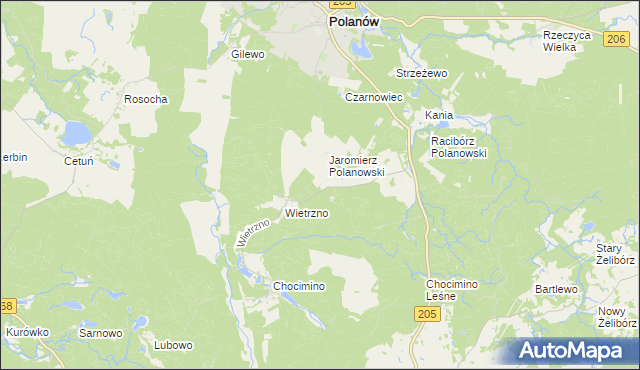 mapa Dzikowo gmina Polanów, Dzikowo gmina Polanów na mapie Targeo
