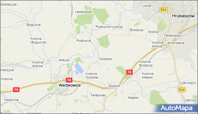 mapa Gozdów gmina Werbkowice, Gozdów gmina Werbkowice na mapie Targeo