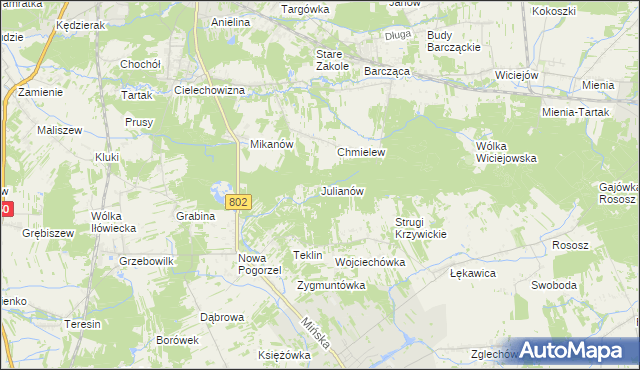 mapa Julianów gmina Siennica, Julianów gmina Siennica na mapie Targeo