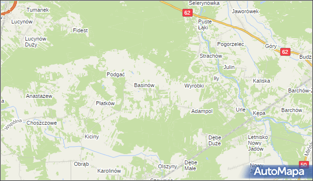 mapa Kukawki gmina Jadów, Kukawki gmina Jadów na mapie Targeo