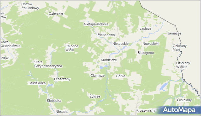 mapa Kundzicze gmina Krynki, Kundzicze gmina Krynki na mapie Targeo