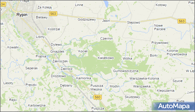 mapa Kwiatkowo gmina Rypin, Kwiatkowo gmina Rypin na mapie Targeo