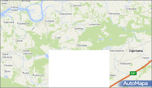 mapa Ostrówek gmina Dąbrówka, Ostrówek gmina Dąbrówka na mapie Targeo