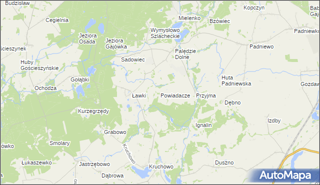mapa Powiadacze, Powiadacze na mapie Targeo