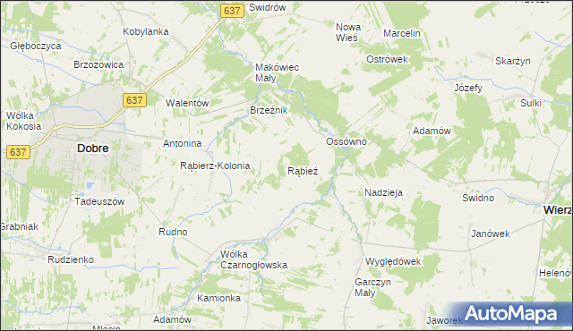 mapa Rąbież gmina Wierzbno, Rąbież gmina Wierzbno na mapie Targeo