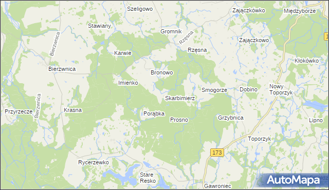 mapa Skarbimierz gmina Połczyn-Zdrój, Skarbimierz gmina Połczyn-Zdrój na mapie Targeo