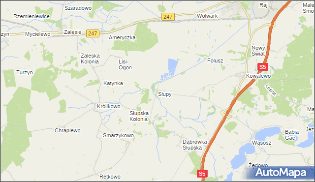 mapa Słupy gmina Szubin, Słupy gmina Szubin na mapie Targeo