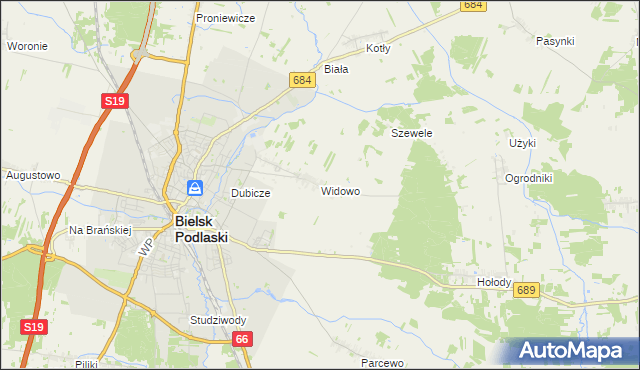 mapa Widowo, Widowo na mapie Targeo