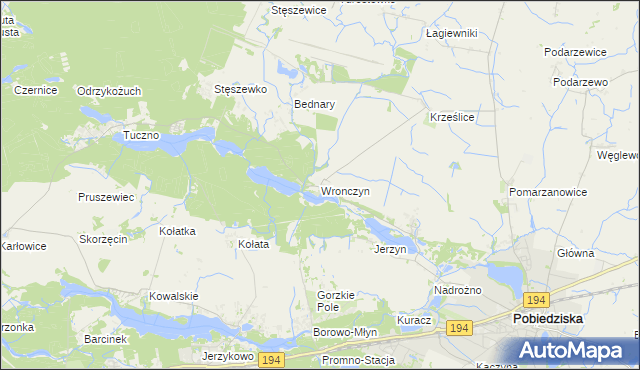 mapa Wronczyn gmina Pobiedziska, Wronczyn gmina Pobiedziska na mapie Targeo