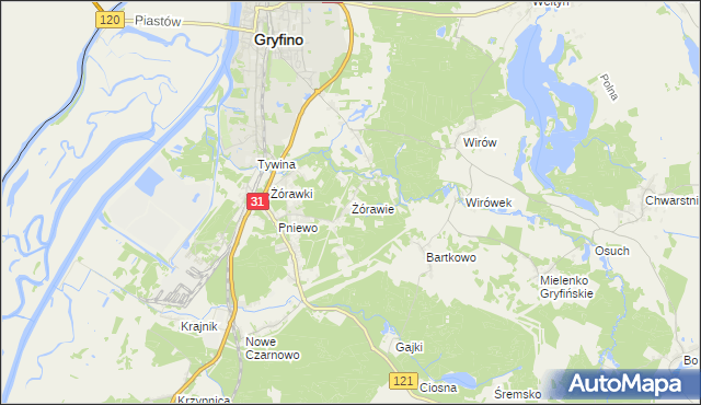 mapa Żórawie, Żórawie na mapie Targeo