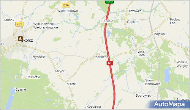 mapa Barłożno, Barłożno na mapie Targeo