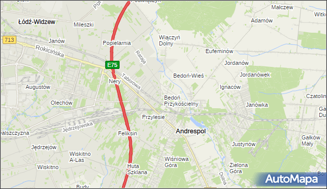 mapa Bedoń Przykościelny, Bedoń Przykościelny na mapie Targeo