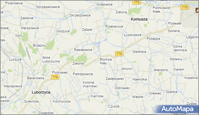 mapa Biórków Mały, Biórków Mały na mapie Targeo