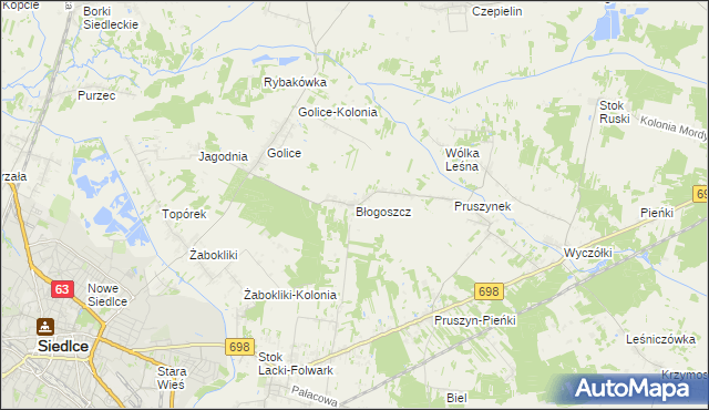 mapa Błogoszcz, Błogoszcz na mapie Targeo