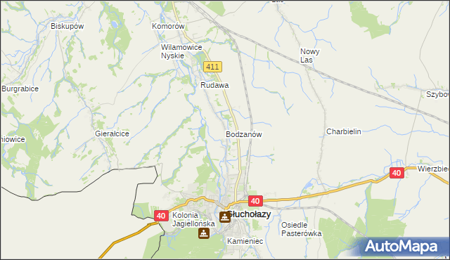 mapa Bodzanów gmina Głuchołazy, Bodzanów gmina Głuchołazy na mapie Targeo