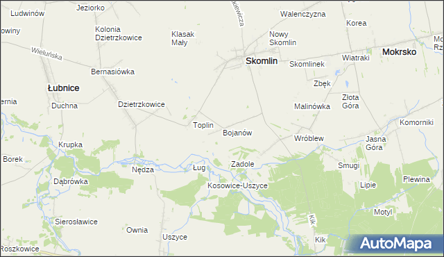 mapa Bojanów gmina Skomlin, Bojanów gmina Skomlin na mapie Targeo
