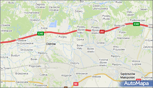 mapa Borek Mały, Borek Mały na mapie Targeo