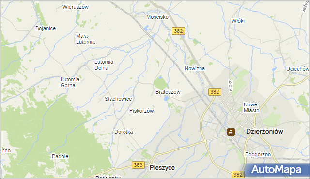 mapa Bratoszów, Bratoszów na mapie Targeo