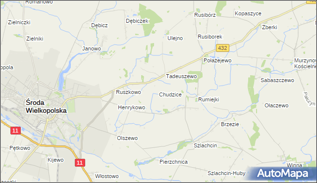 mapa Chudzice, Chudzice na mapie Targeo