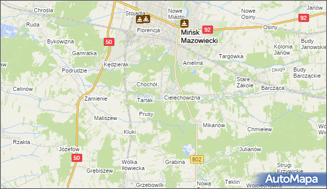 mapa Cielechowizna, Cielechowizna na mapie Targeo