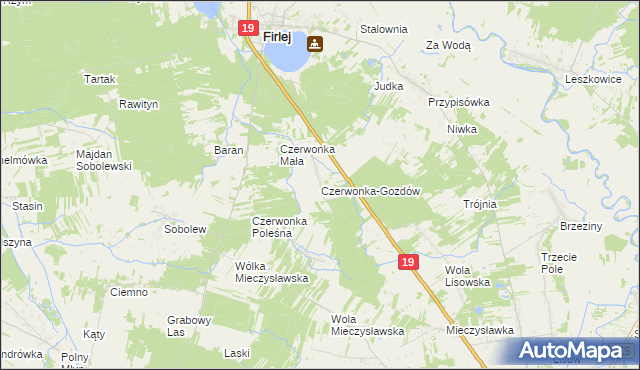 mapa Czerwonka-Gozdów, Czerwonka-Gozdów na mapie Targeo