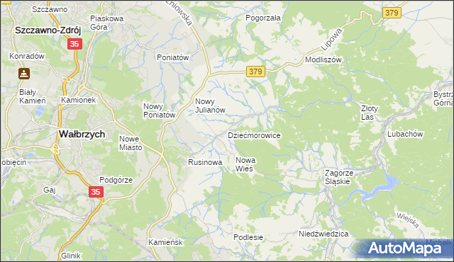 mapa Dziećmorowice, Dziećmorowice na mapie Targeo