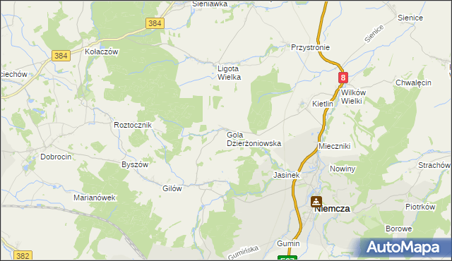 mapa Gola Dzierżoniowska, Gola Dzierżoniowska na mapie Targeo