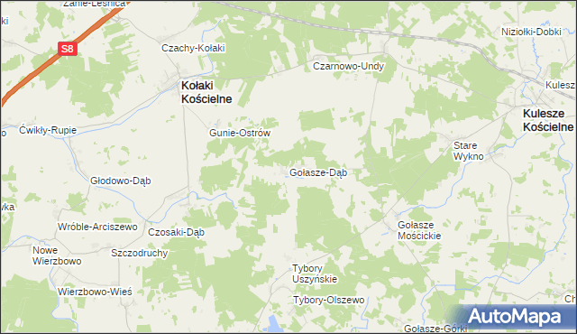 mapa Gołasze-Dąb, Gołasze-Dąb na mapie Targeo