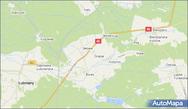 mapa Grabie gmina Łubniany, Grabie gmina Łubniany na mapie Targeo