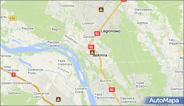 mapa Jabłonna powiat legionowski, Jabłonna powiat legionowski na mapie Targeo