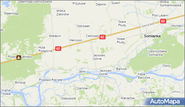 mapa Jackowo Górne, Jackowo Górne na mapie Targeo