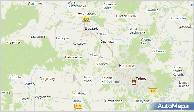 mapa Józefatów gmina Buczek, Józefatów gmina Buczek na mapie Targeo