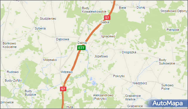 mapa Józefowo gmina Strzegowo, Józefowo gmina Strzegowo na mapie Targeo