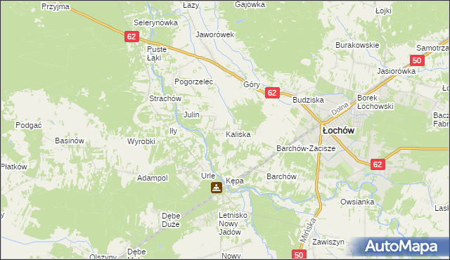 mapa Kaliska gmina Łochów, Kaliska gmina Łochów na mapie Targeo