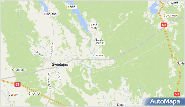 mapa Kolonia gmina Świętajno, Kolonia gmina Świętajno na mapie Targeo