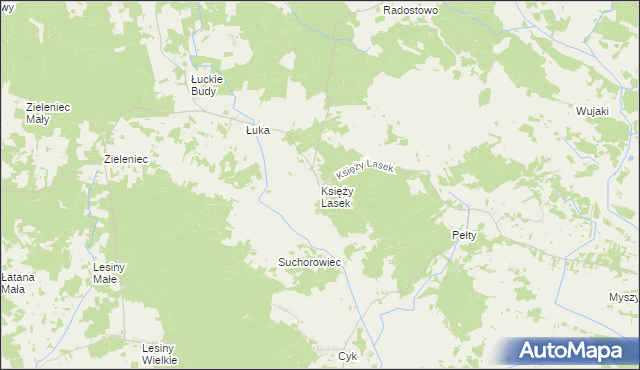 mapa Księży Lasek, Księży Lasek na mapie Targeo