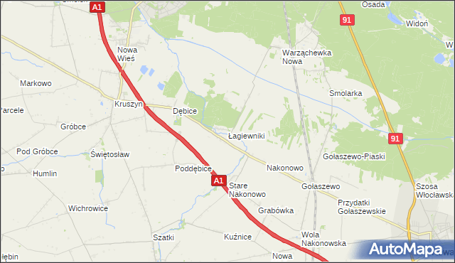 mapa Łagiewniki gmina Włocławek, Łagiewniki gmina Włocławek na mapie Targeo