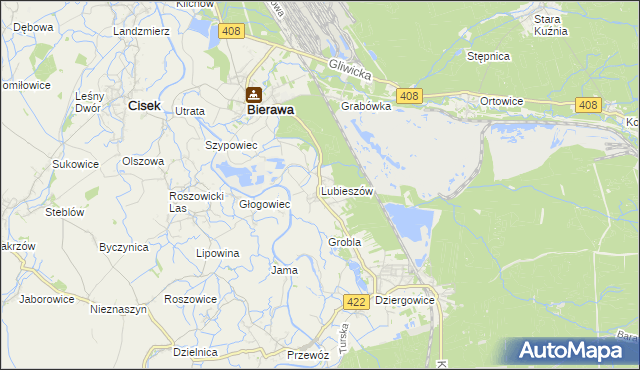 mapa Lubieszów gmina Bierawa, Lubieszów gmina Bierawa na mapie Targeo