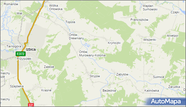 mapa Majdan Krynicki gmina Izbica, Majdan Krynicki gmina Izbica na mapie Targeo