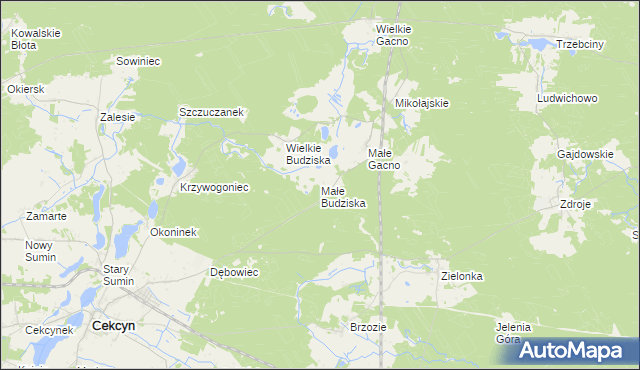 mapa Małe Budziska, Małe Budziska na mapie Targeo