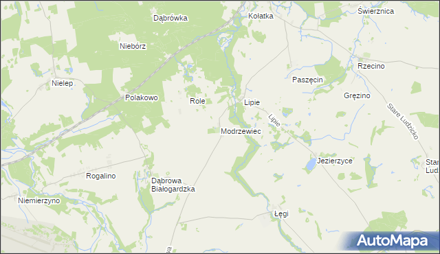 mapa Modrzewiec, Modrzewiec na mapie Targeo