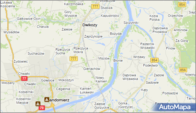 mapa Mściów, Mściów na mapie Targeo