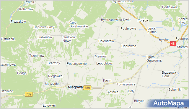 mapa Mzurów, Mzurów na mapie Targeo