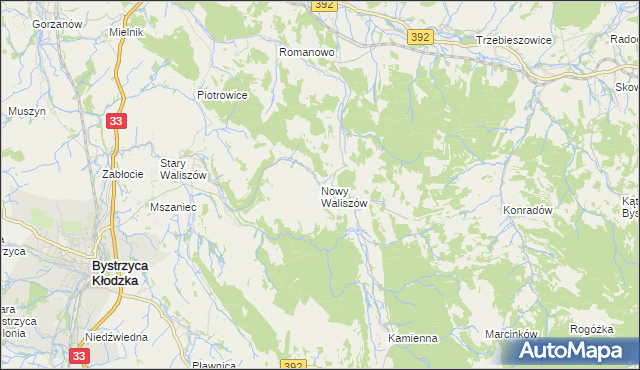 mapa Nowy Waliszów, Nowy Waliszów na mapie Targeo