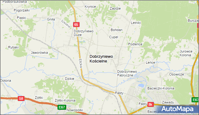 mapa Ogrodniki gmina Dobrzyniewo Duże, Ogrodniki gmina Dobrzyniewo Duże na mapie Targeo