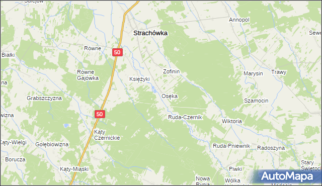 mapa Osęka, Osęka na mapie Targeo