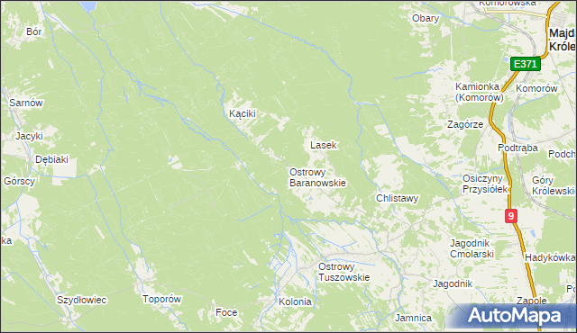 mapa Ostrowy Baranowskie, Ostrowy Baranowskie na mapie Targeo