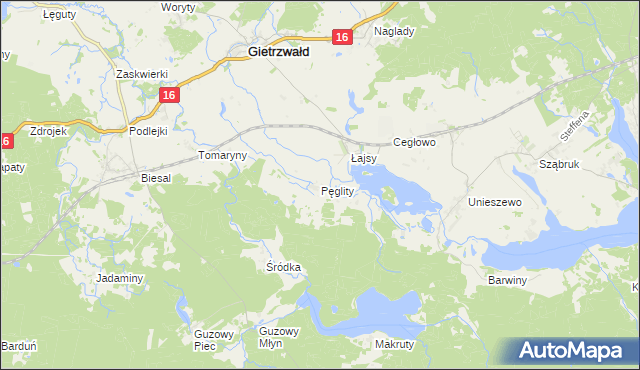 mapa Pęglity, Pęglity na mapie Targeo