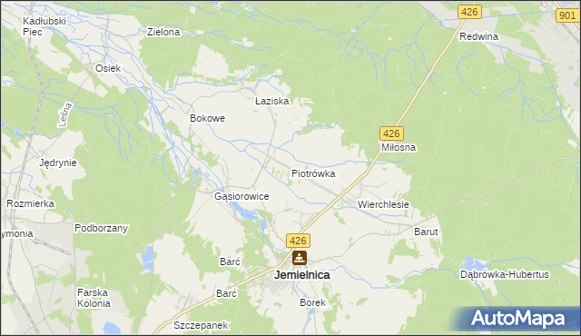 mapa Piotrówka gmina Jemielnica, Piotrówka gmina Jemielnica na mapie Targeo