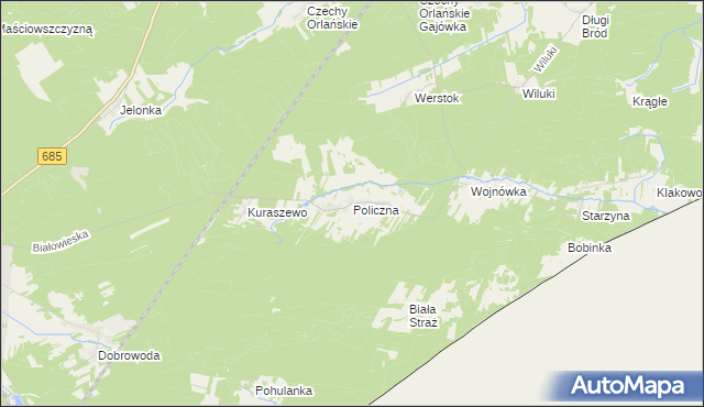 mapa Policzna gmina Kleszczele, Policzna gmina Kleszczele na mapie Targeo